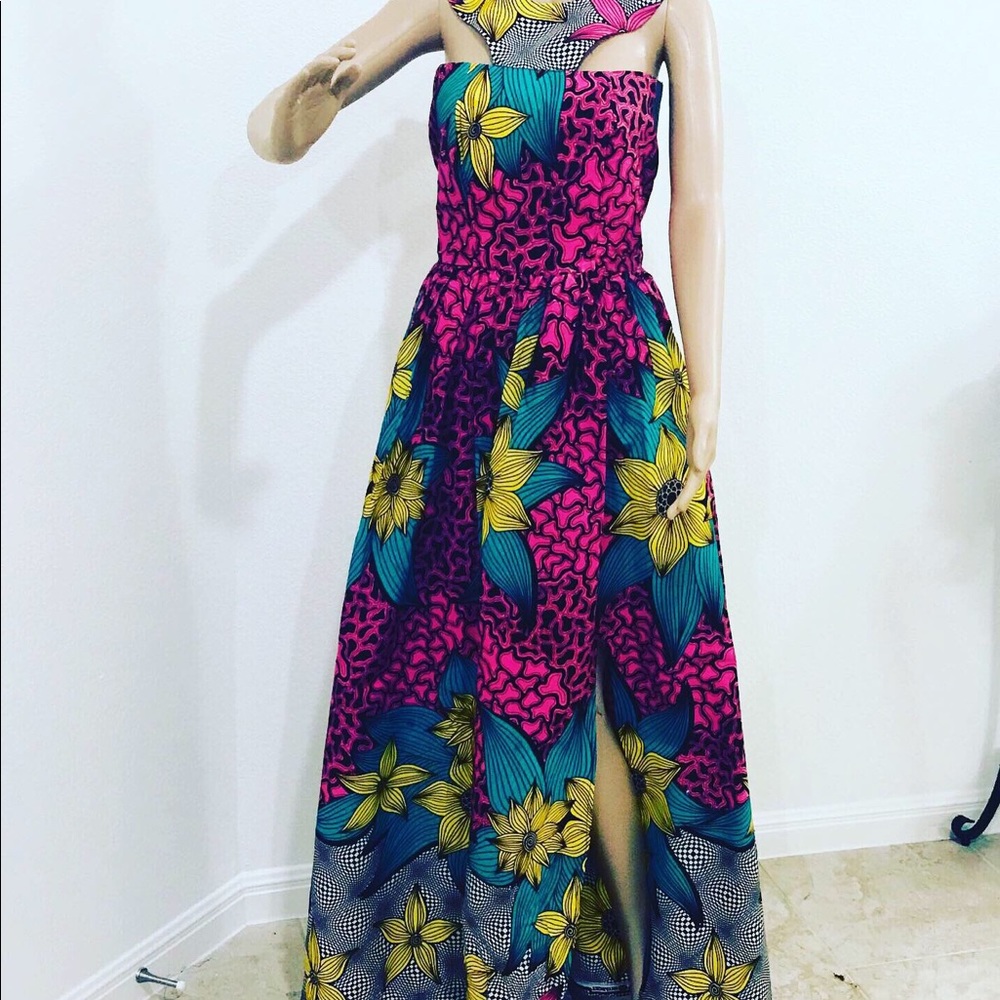 African Print Dress with a front slit